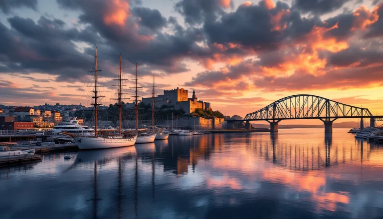 La rade de Brest, le château et le pont de Recouvrance