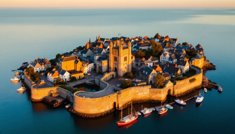 La Ville Close fortifiée de Concarneau entourée par la mer