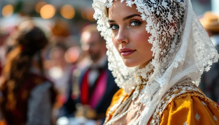 Coiffe bigoudène en dentelle et costume breton brodé
