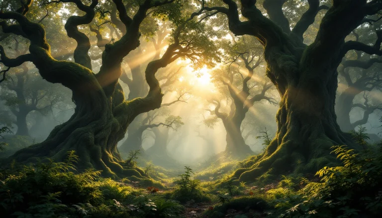 Foret de Broceliande brumeuse et enchantee