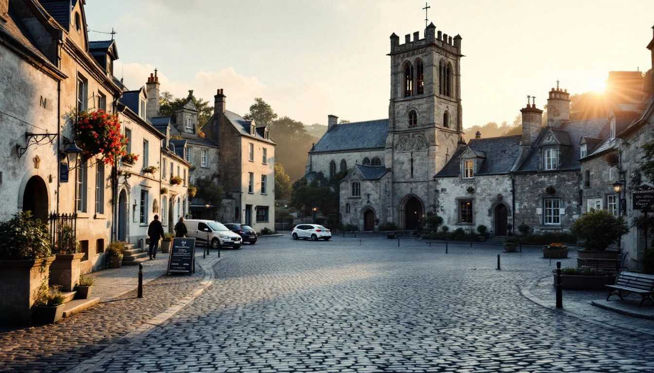 La place pavée et les maisons de granit Renaissance de Locronan