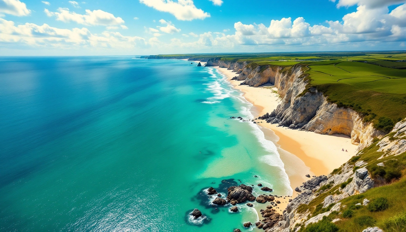Plage sauvage du Finistère, sable clair et eau turquoise