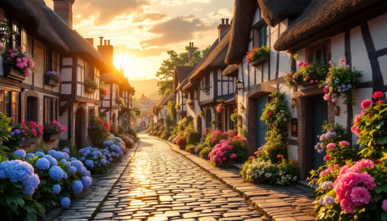 Ruelle fleurie d'un beau village breton