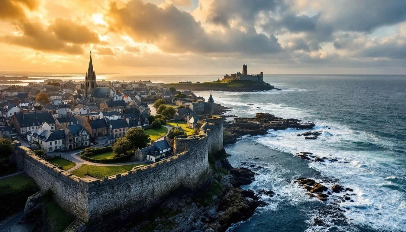 Remparts et cité intra-muros de Saint-Malo face à la mer