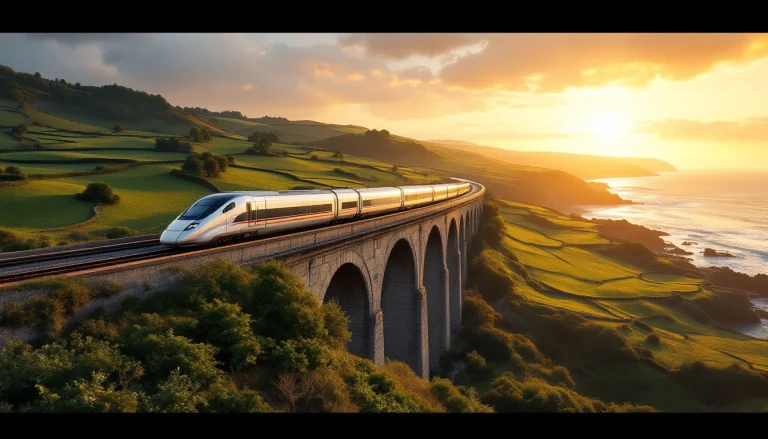 Train TGV traversant la campagne bretonne