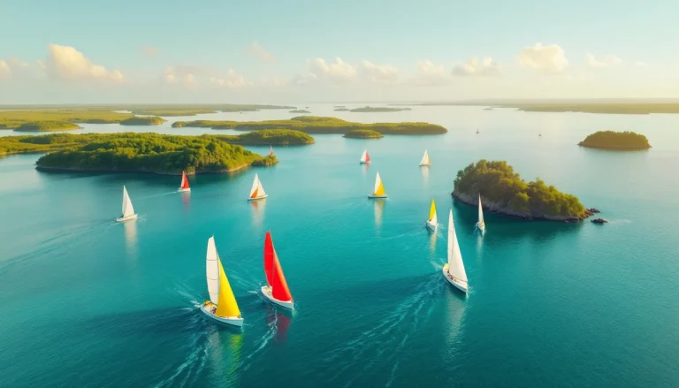 Voiliers aux voiles colorées dans le golfe du Morbihan