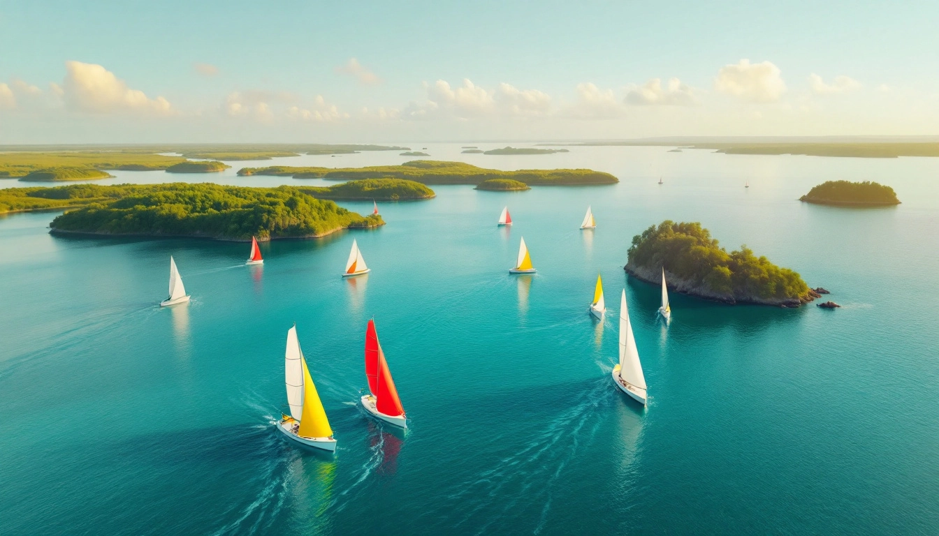 Voiliers aux voiles colorées dans le golfe du Morbihan