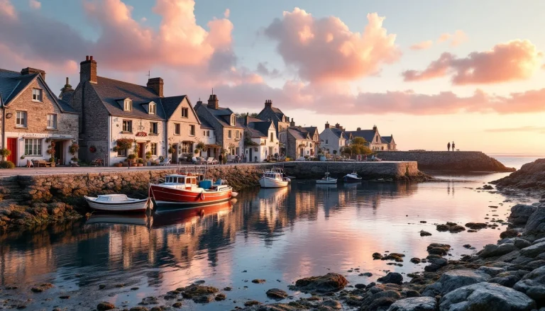 Escapade week-end en Bretagne : port pittoresque au coucher de soleil