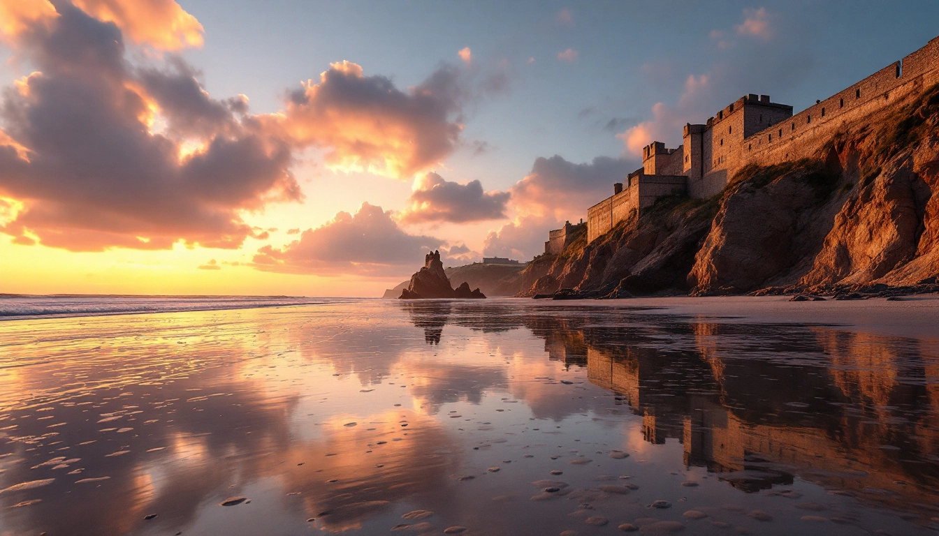 Remparts de Saint-Malo et plage à marée basse