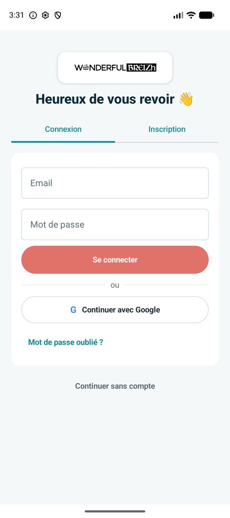 Espace membre de l'application
